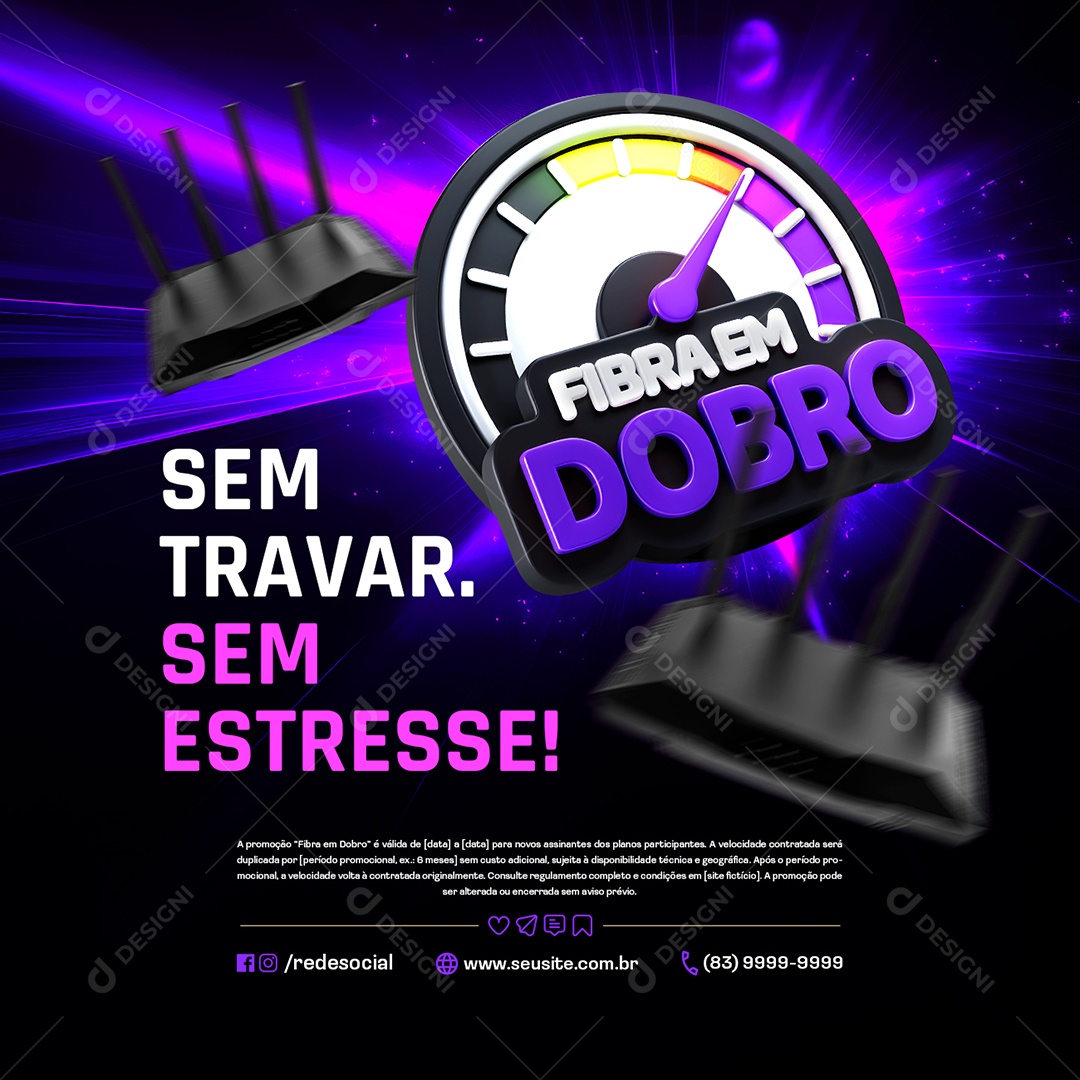 Fibre in Dobro Internet provider No Travar No Stress Social Media PSD Editable