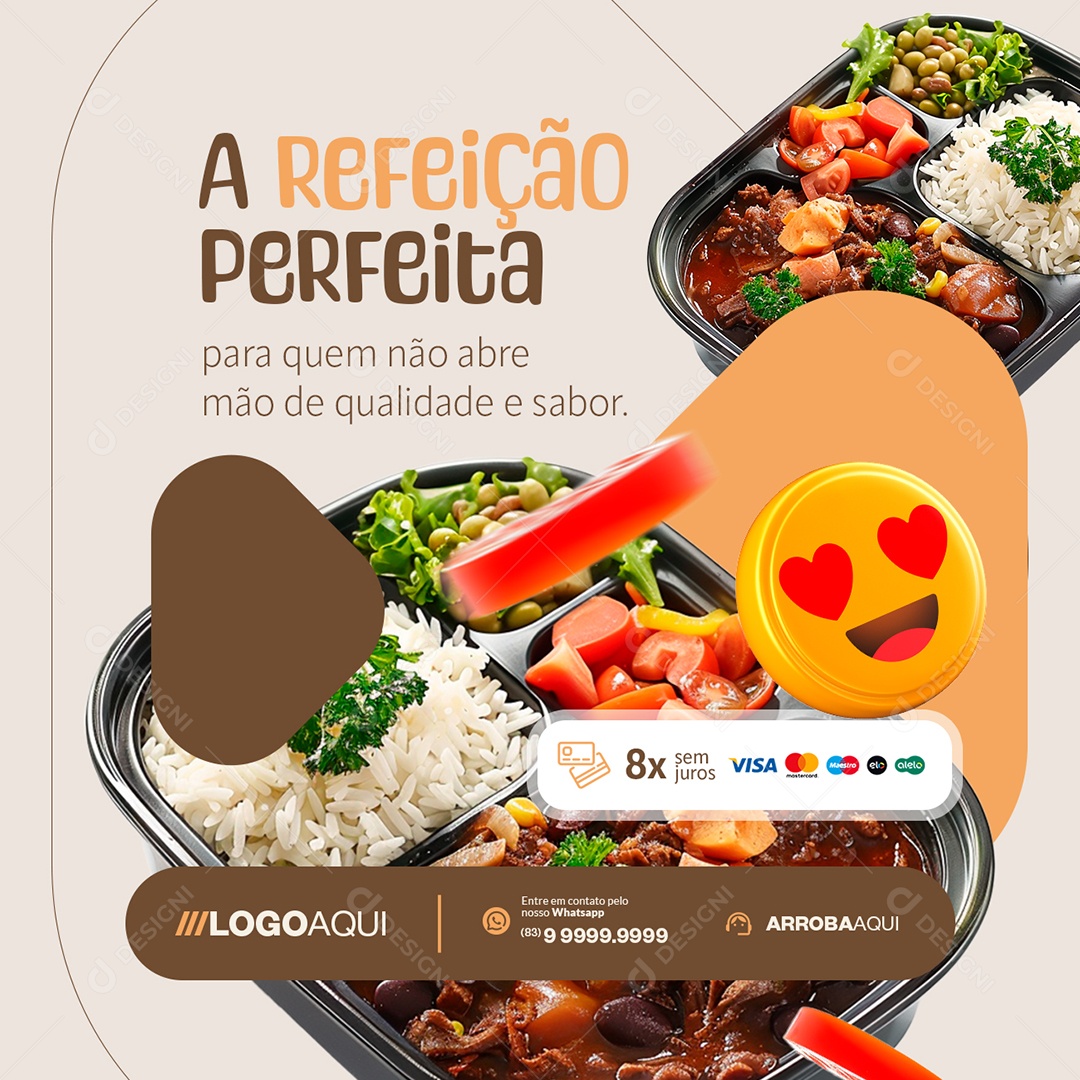 Marmitas A Refeição Perfeita Social Media PSD Editável