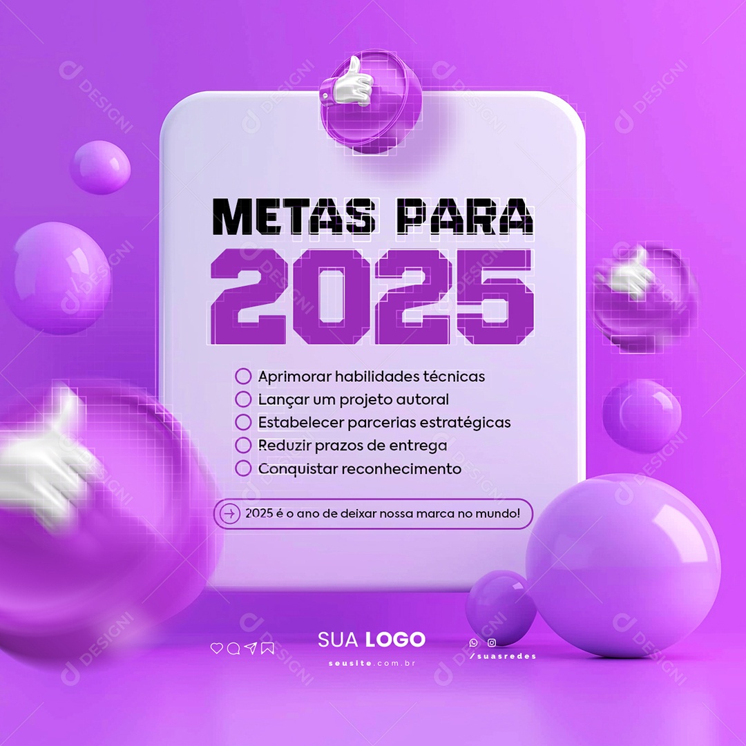 Designer Gráfico Metas para 2025 Social Media PSD Editável