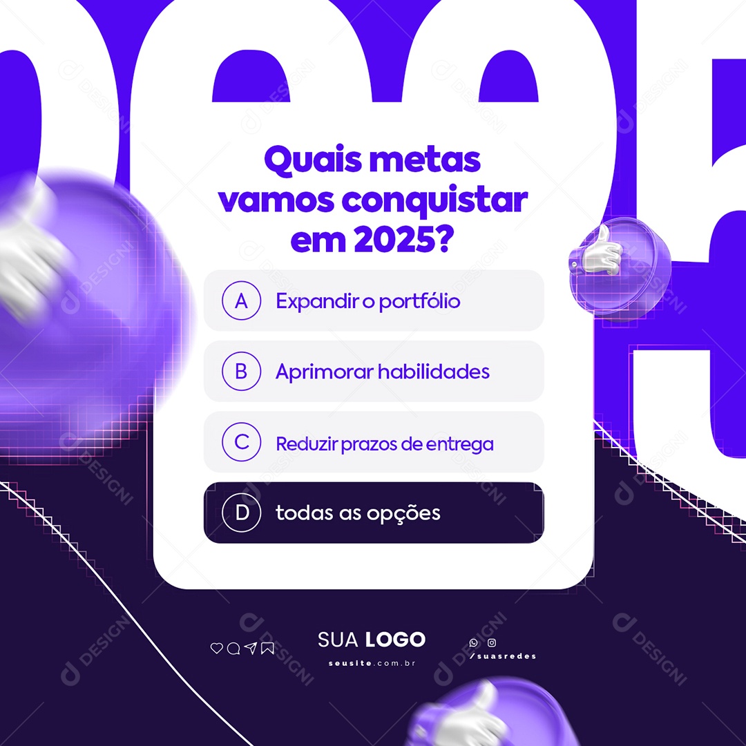 Designer Gráfico Quais Metas Vamos Conquistar em 2025 Social Media PSD Editável