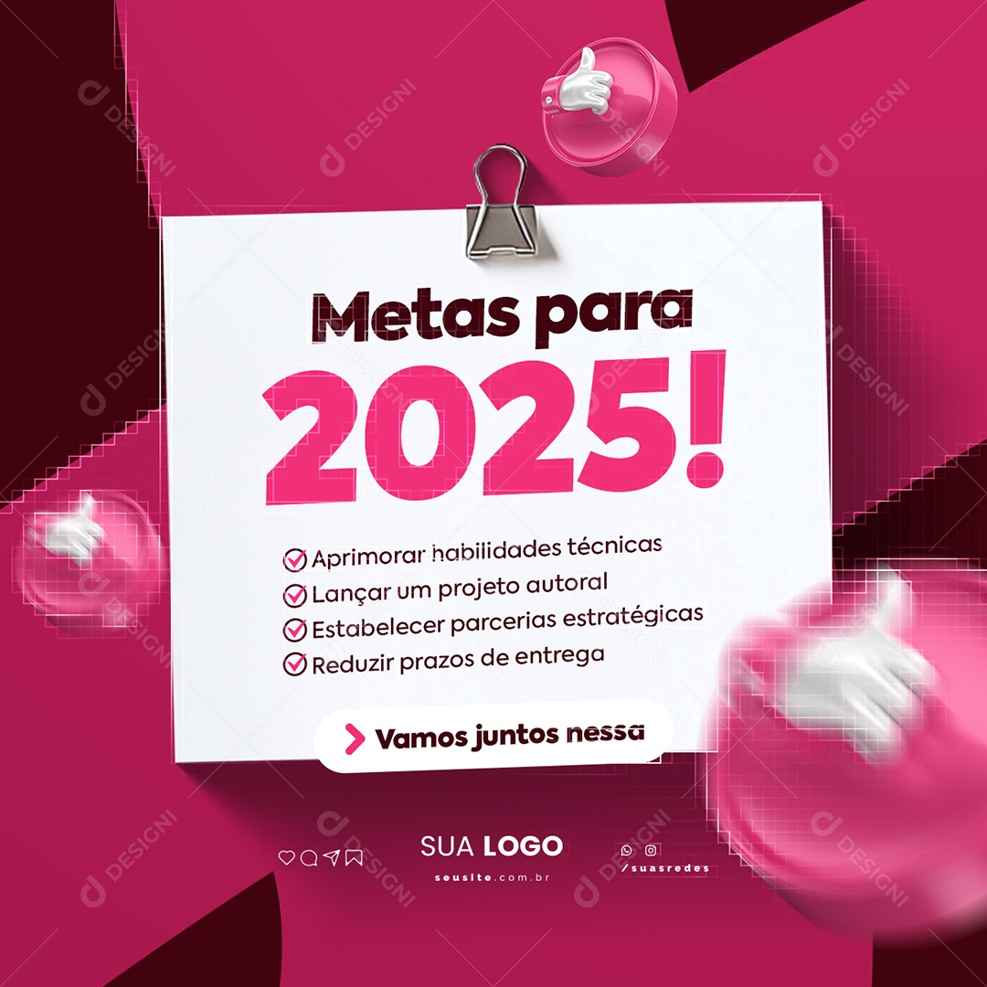 Designer Gráfico Metas para 2025 Social Media PSD Editável