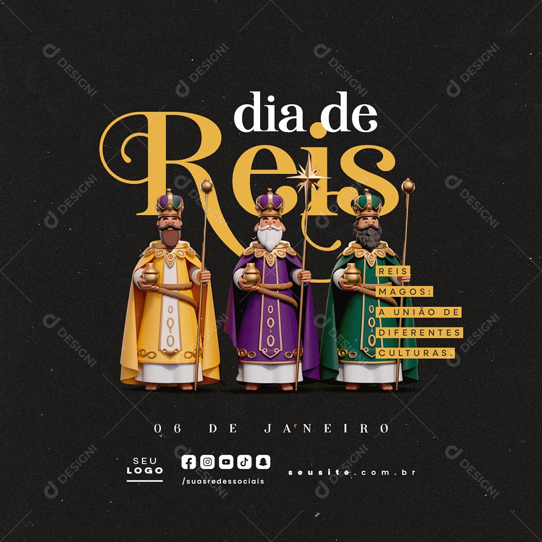 Day of Kings January 6 The Union of Different Cultures Social Media PSD Editable