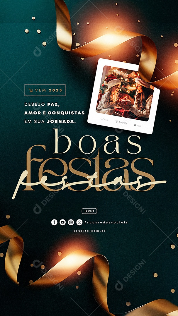 Story Boas Festas Desejo Paz Social Media PSD Editável