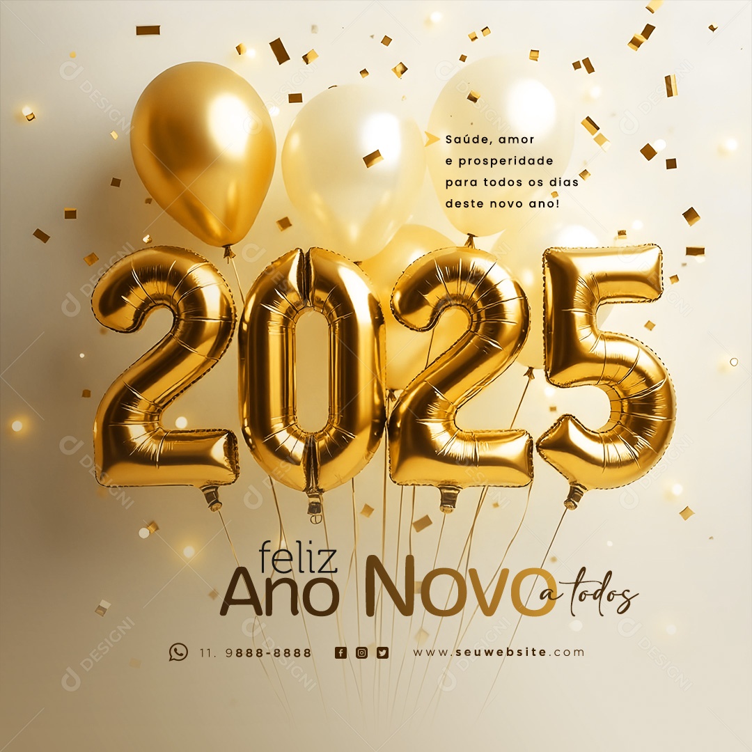 Feliz Ano Novo 2025 Réveillon Social Media PSD Editável [download