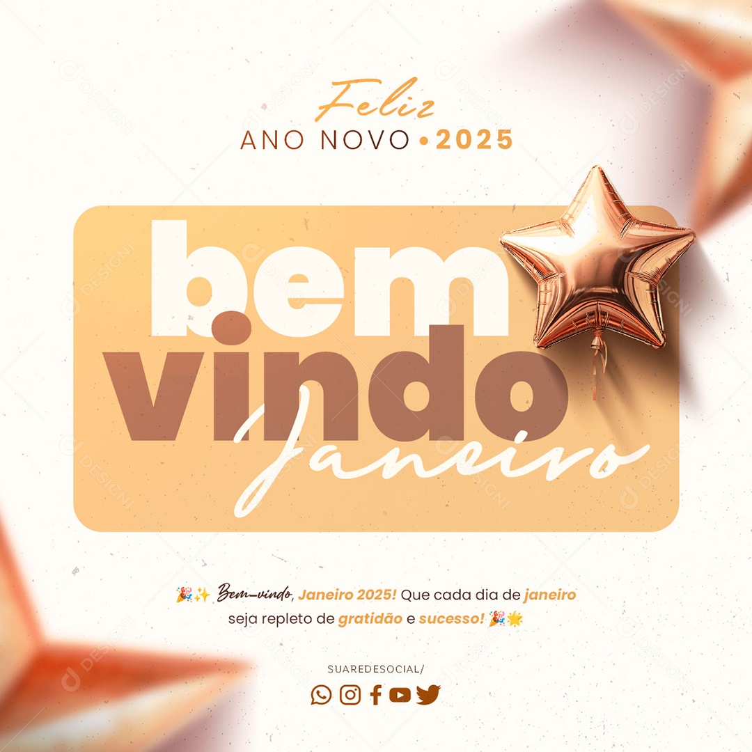 Feliz Ano Novo 01 de Janeiro Social Media PSD Editável