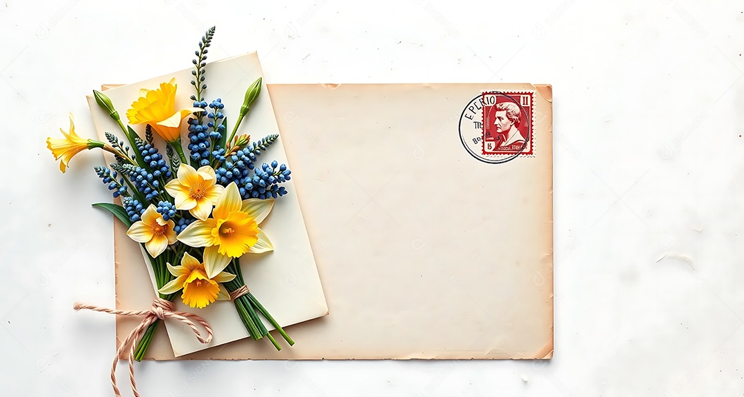 Vintage letter with flowers and celo