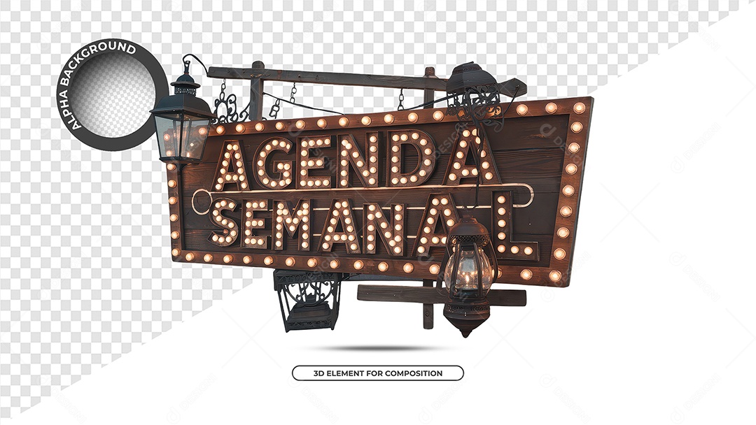 Agenda Semanal Selo 3D Para Composição PSD