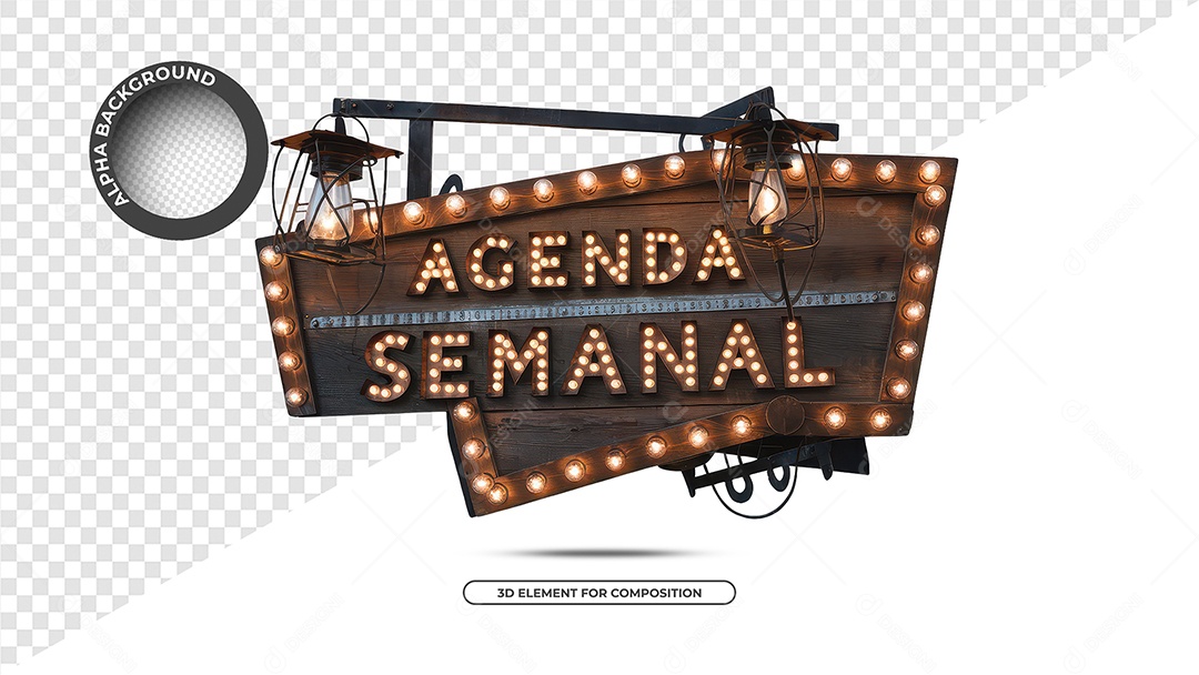 Agenda Semanal Selo 3D Para Composição PSD