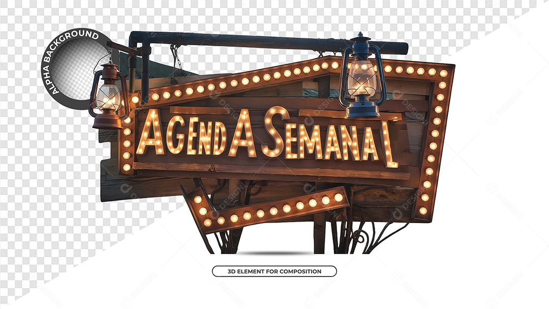 Agenda Semanal Selo 3D Para Composição PSD