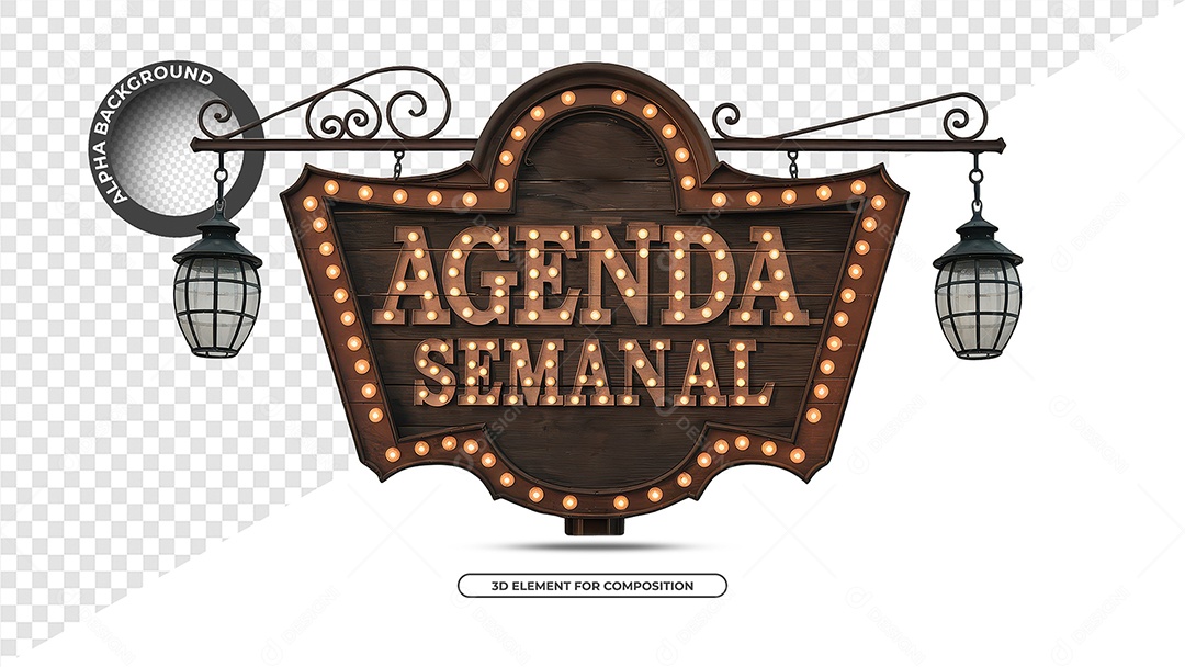 Agenda Semanal Selo 3D Para Composição PSD