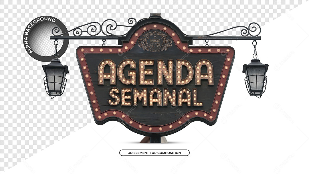 Agenda Semanal Selo 3D Para Composição PSD