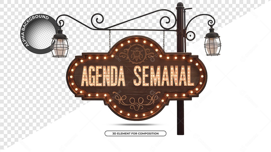 Agenda Semanal Selo 3D Para Composição PSD