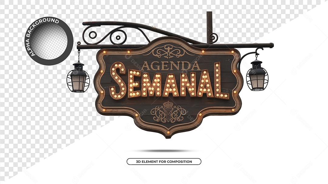 Agenda Semanal Selo 3D Para Composição PSD