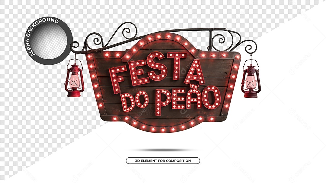 Festa Do Peão Selo 3D Para Composição PSD