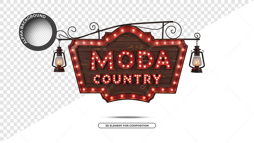 Moda Country Selo 3D Para Composição PSD