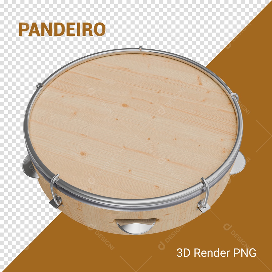 3D Element Pandeiro For PSD Composition