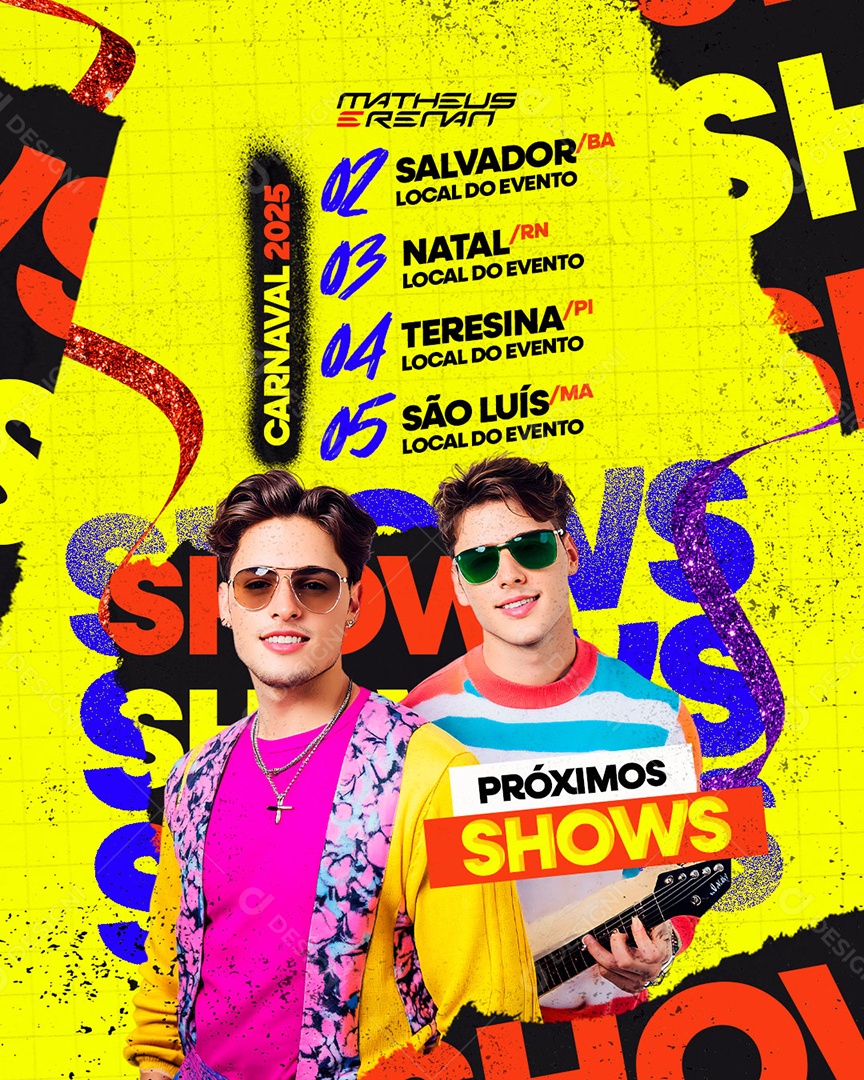 Social Media Flyer Carnaval Próximos Shows PSD Editável