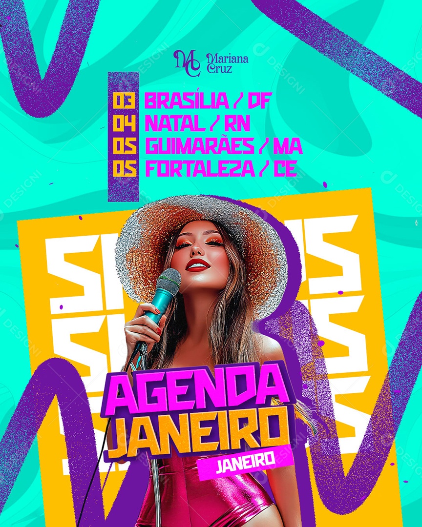 Flyer Carnaval Agenda Janeiro Social Media PSD Editável