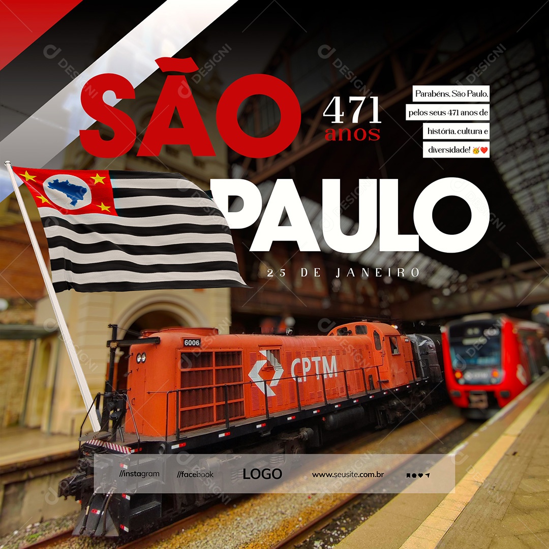 Parabéns São Paulo 25 De Janeiro Social Media PSD Editável