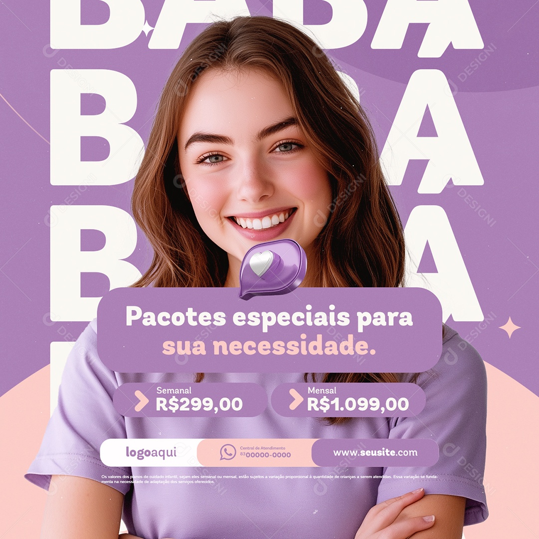 Babá Pacotes Especiais para Sua Necessidade Social Media PSD Editável