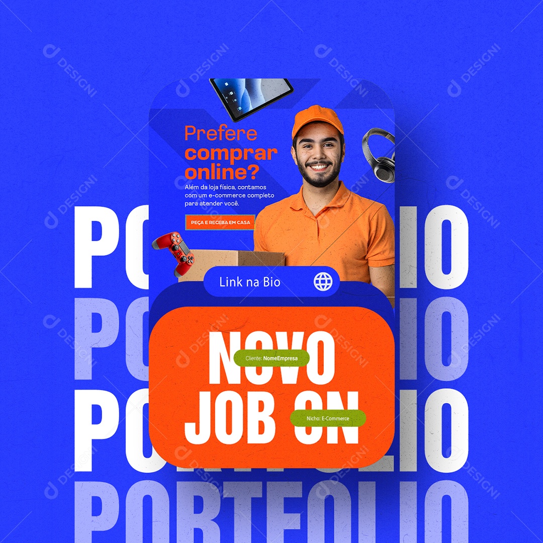 Portfólio Novo Job On Link na Bio Social Media PSD Editável