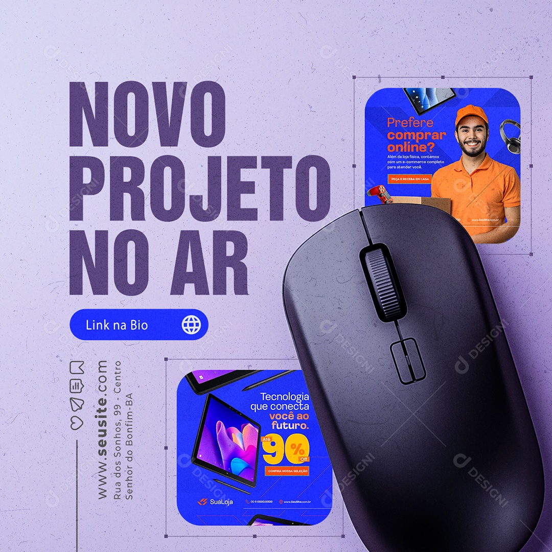 Portfólio Novo Projeto no Ar Social Media PSD Editável