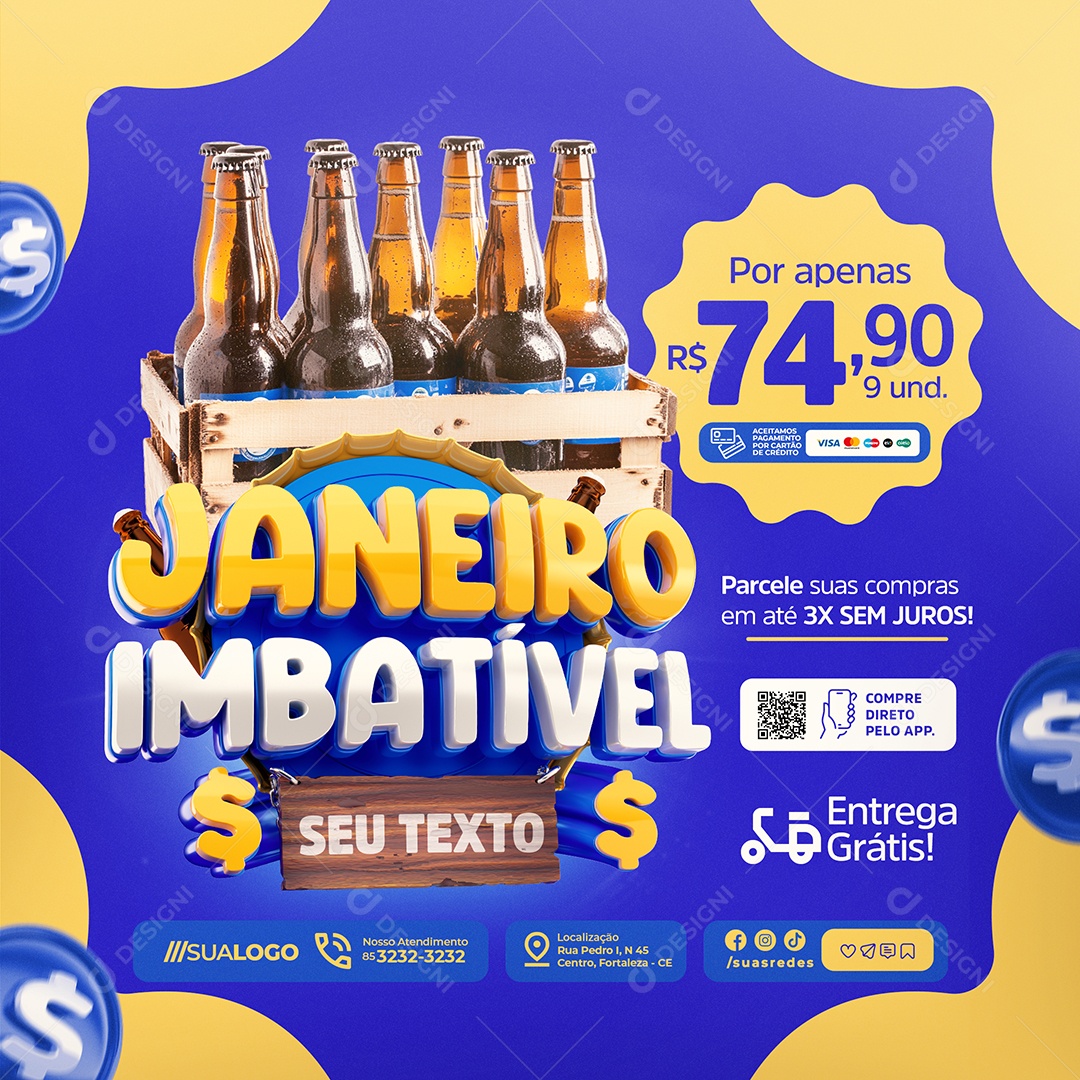 January Unbeatable Brewery Parcele Your Shopping Social Media PSD Editable