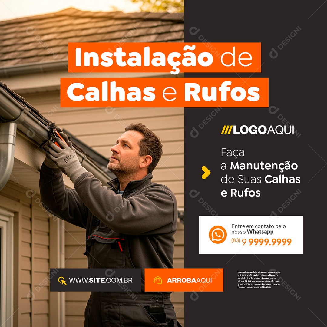 Materiais de Construção Instalação de Calhas e Rufos Social Media PSD Editável