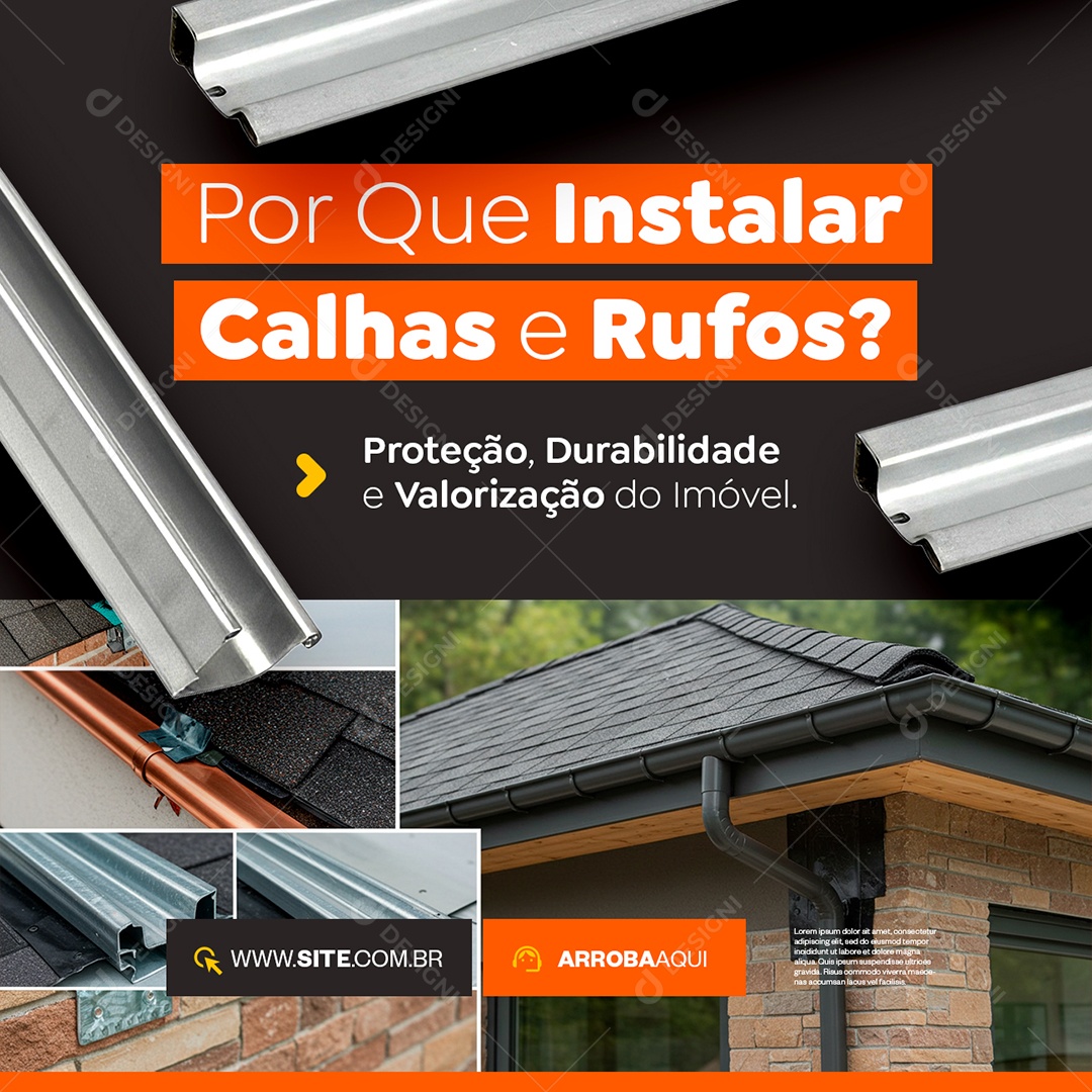 Materiais de Construção Por Que Instalar Calhas e Rufos Social Media PSD Editável