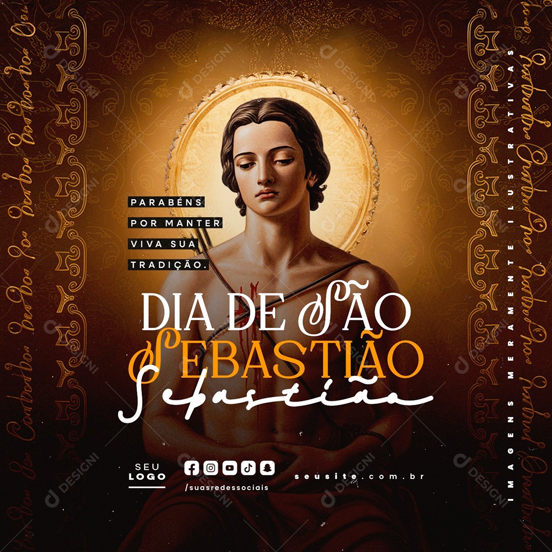 Dia de São Sebastião 20 de Janeiro Parabéns Social Media PSD Editável