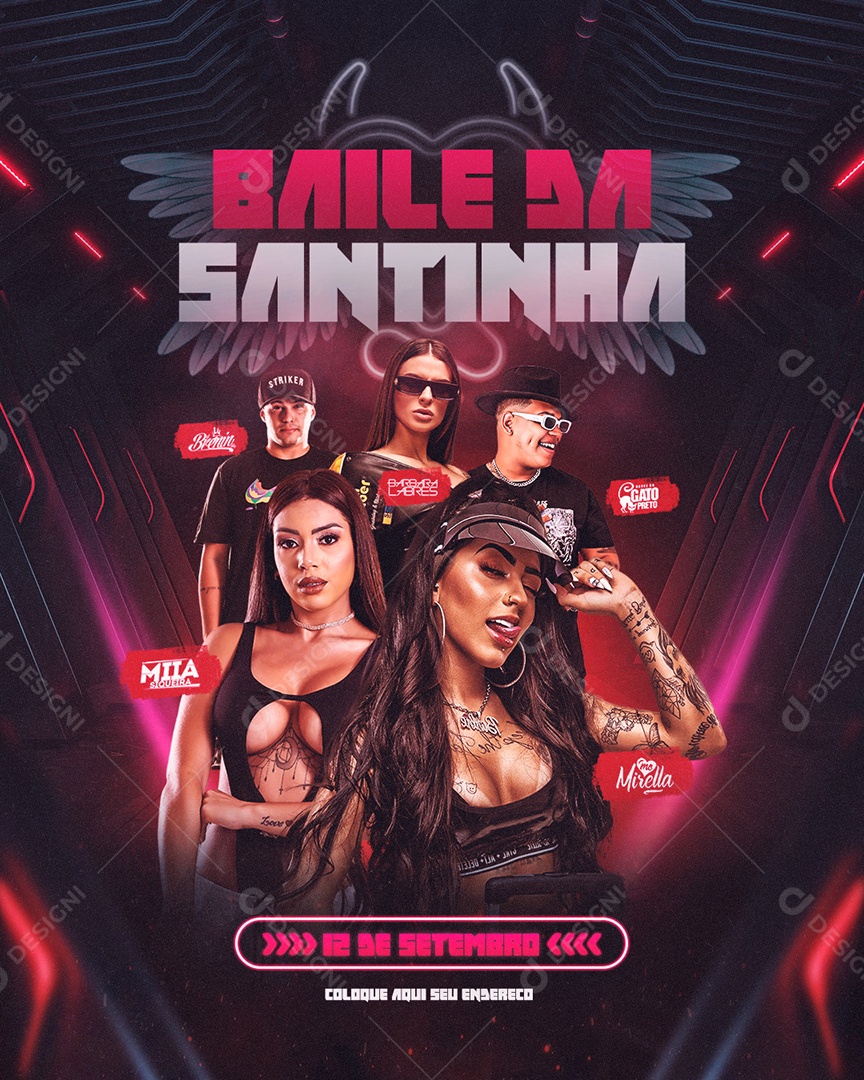 Flyer Baile da Santinha Shows Social Media PSD Editável