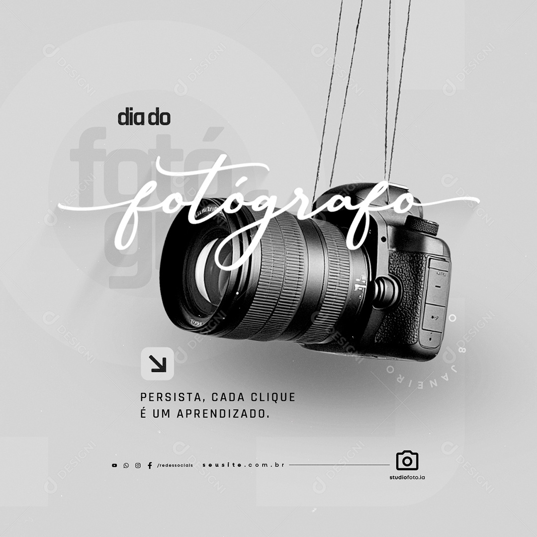 Fotográfo Day January 08 Persist Every Click Social Media PSD Editable