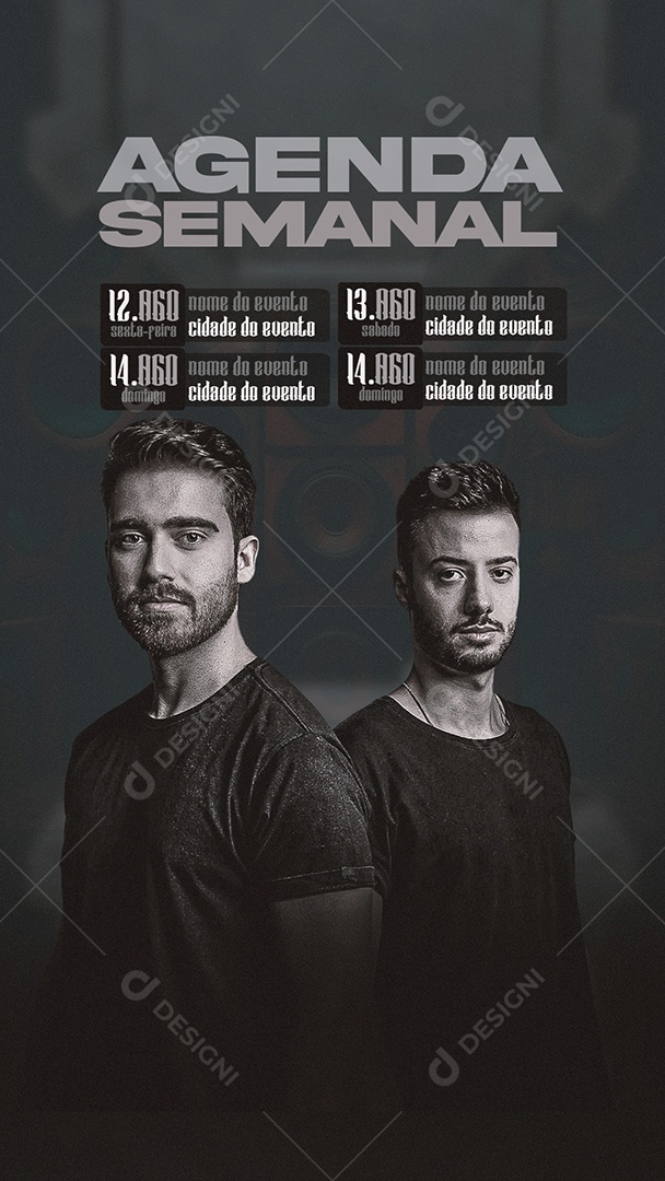 Story Flyer Agenda Semanal Shows Social Media PSD Editável