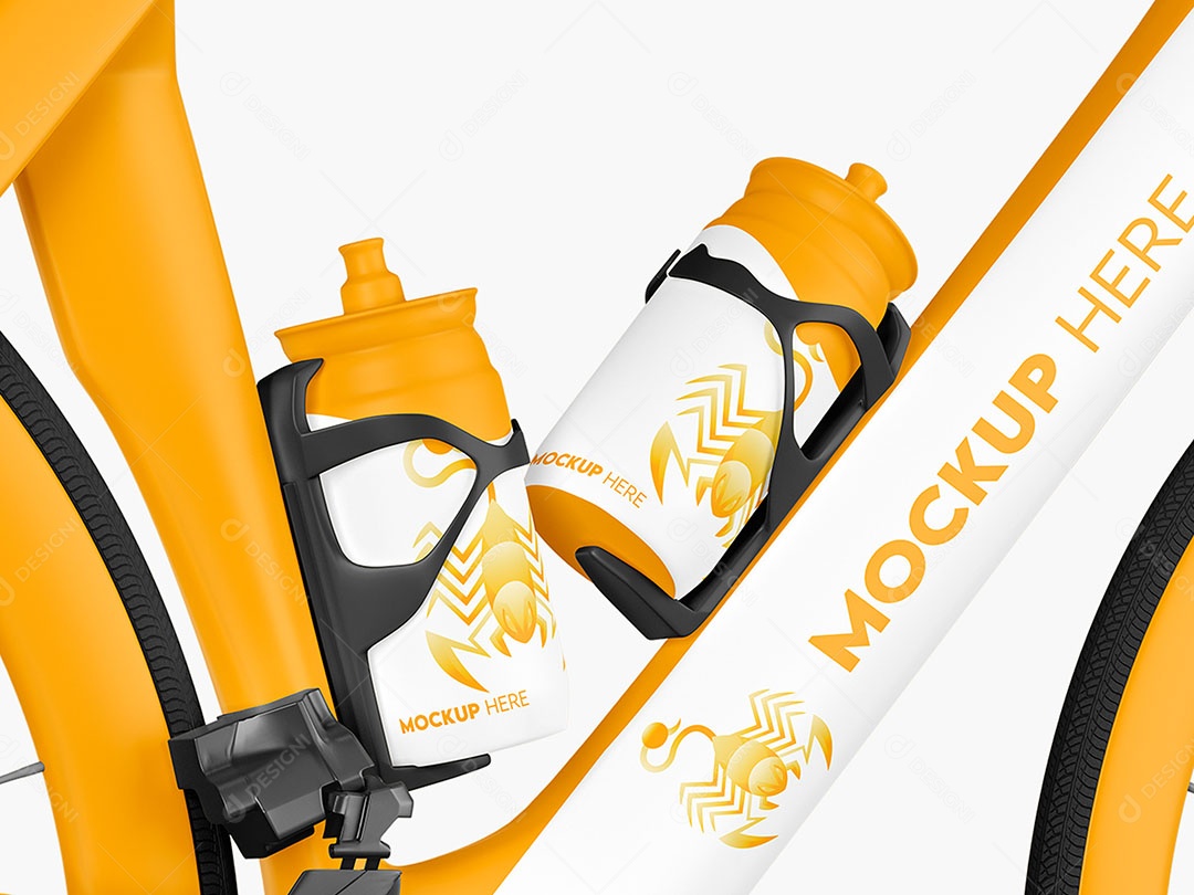 Garrafas de Agua na Bicicleta Mockup PSD Editável