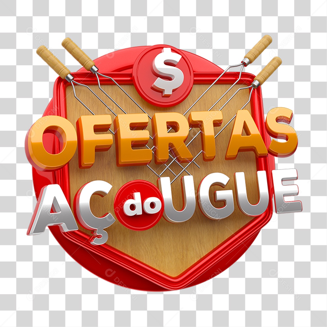 Selo 3D Ofertas do Açougue PNG Transparente