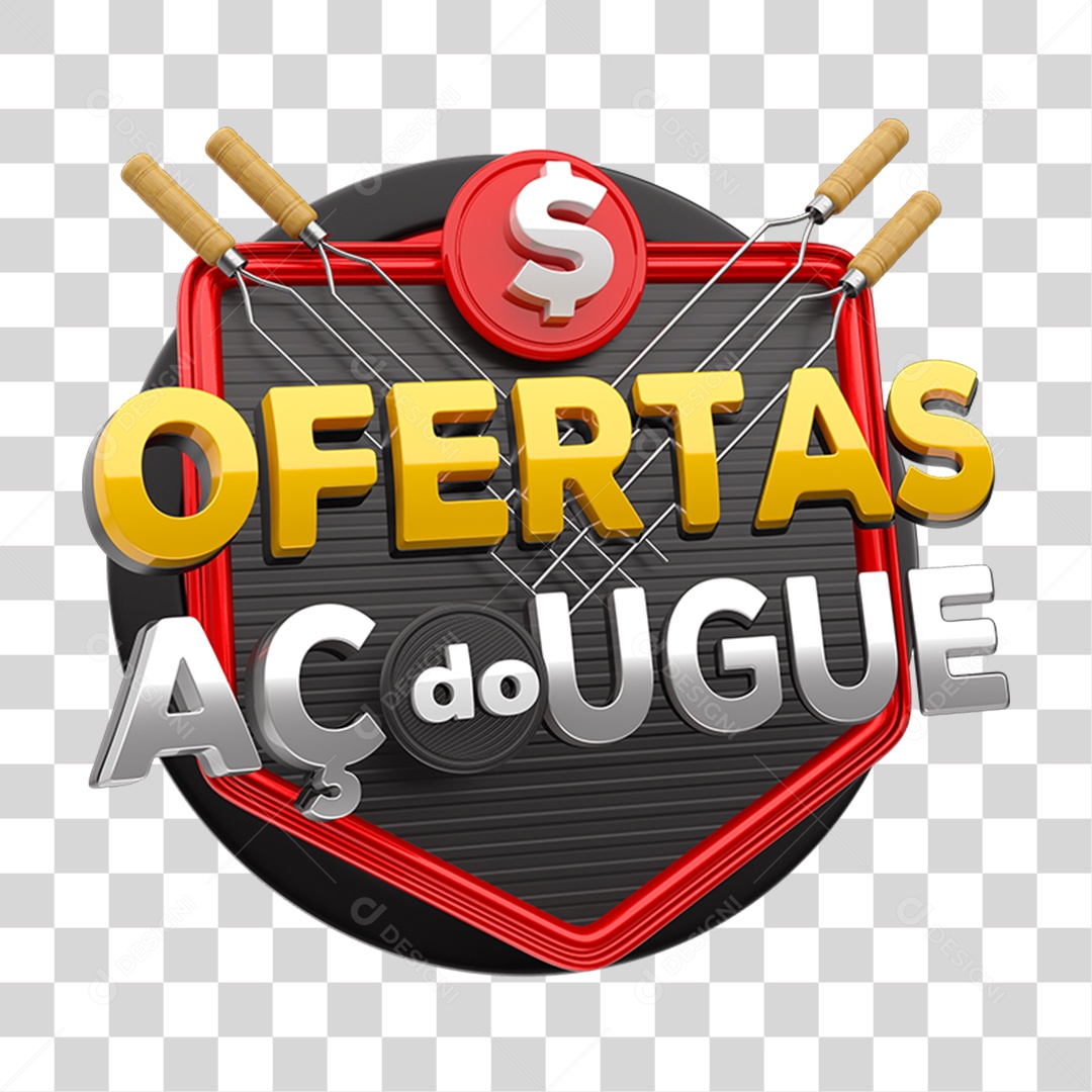 Selo 3D Ofertas do Açougue PNG Transparente