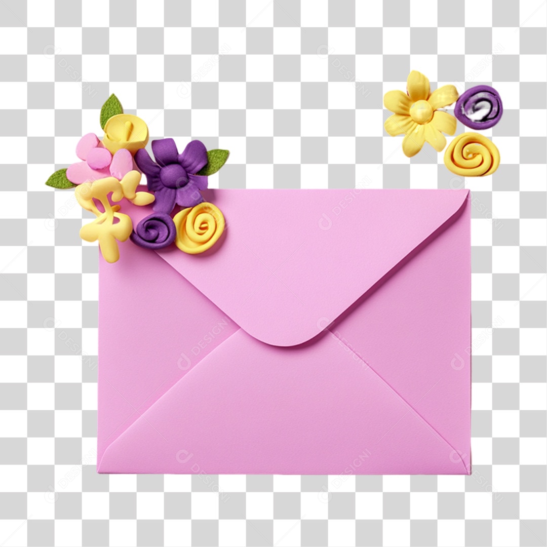 Carta Rosa com Flores PNG Transparente