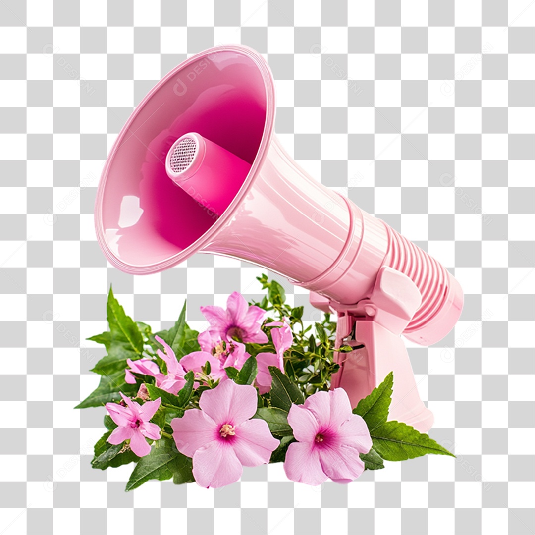 Elemento 3D Flores Rosas Pétalas Megafone PNG Transparente