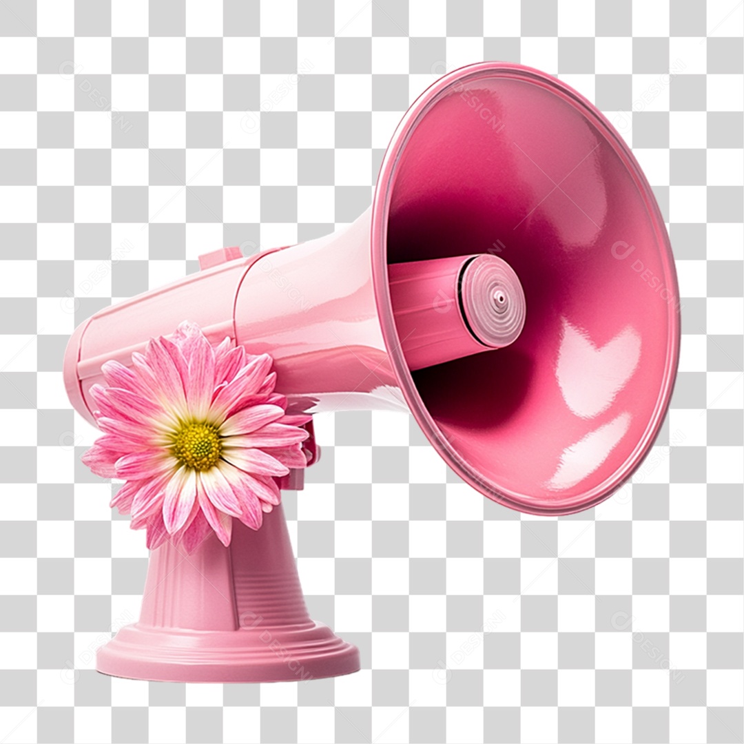 Megafone Rosa com Flores PNG Transparente