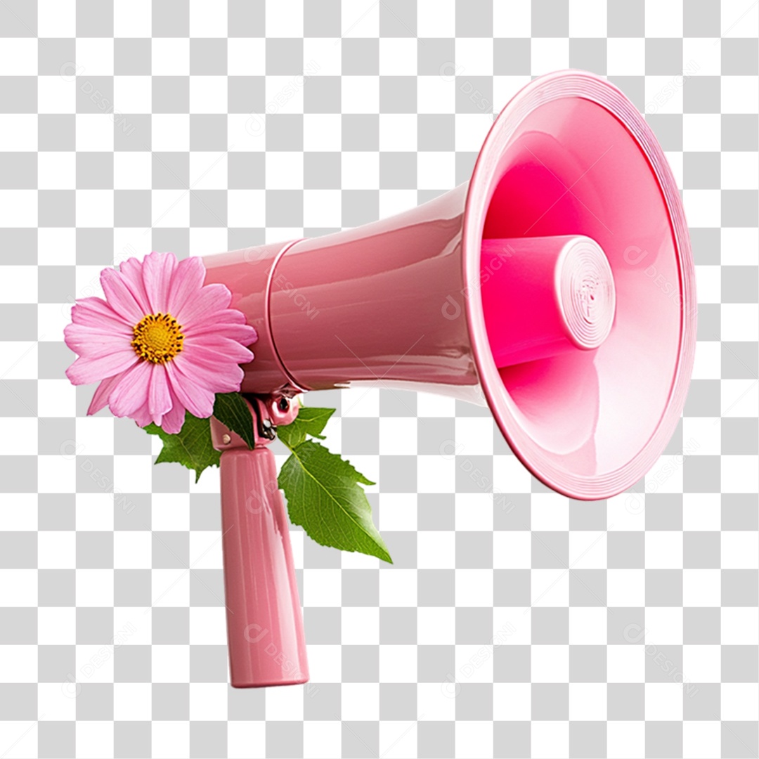 Megafone Rosa com Flores PNG Transparente