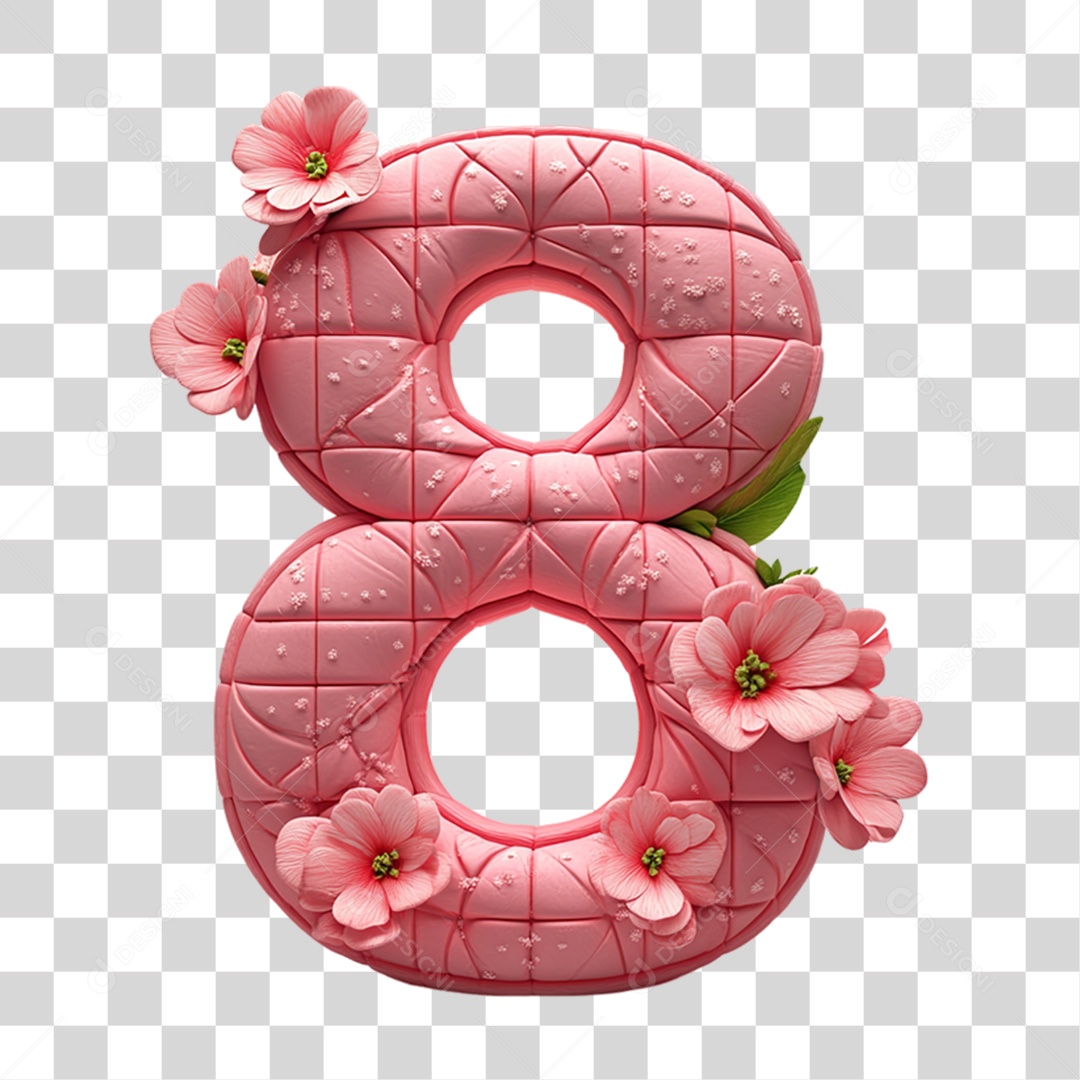 3D Element Number 8 Flowers PNG Transparent