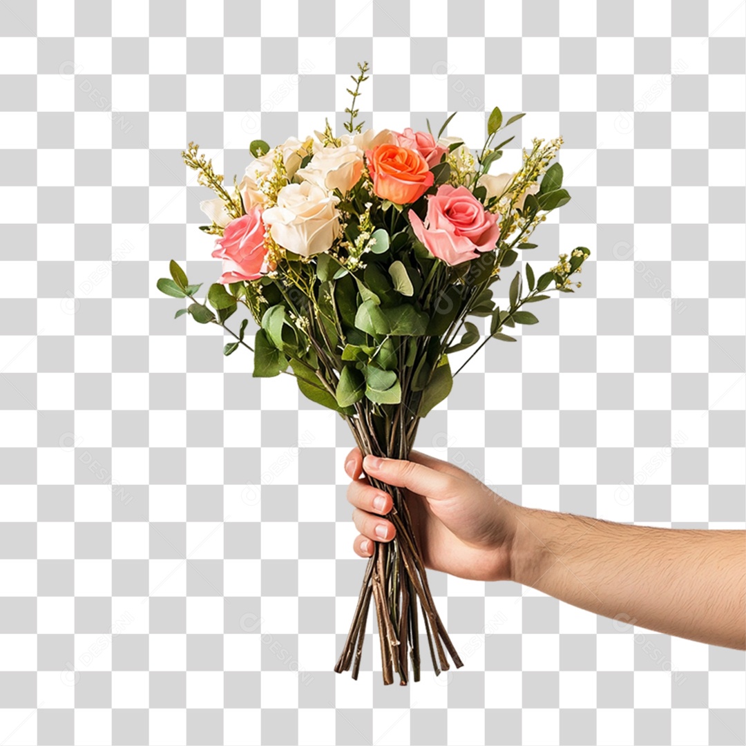 Elemento 3D Flores Rosas Buquê PNG Transparente