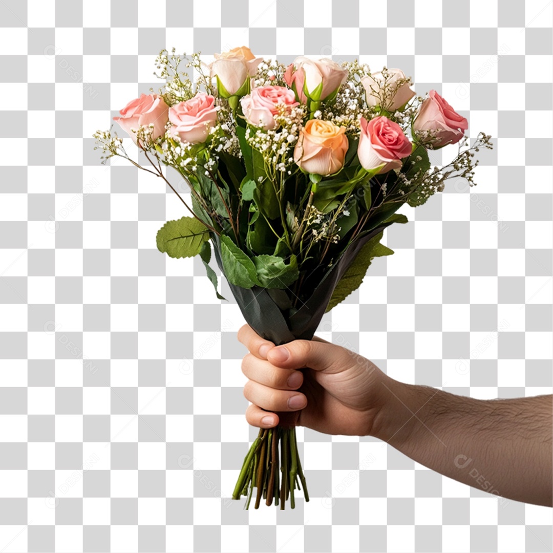 Element 3D Flowers Pink Bouquet PNG Transparent