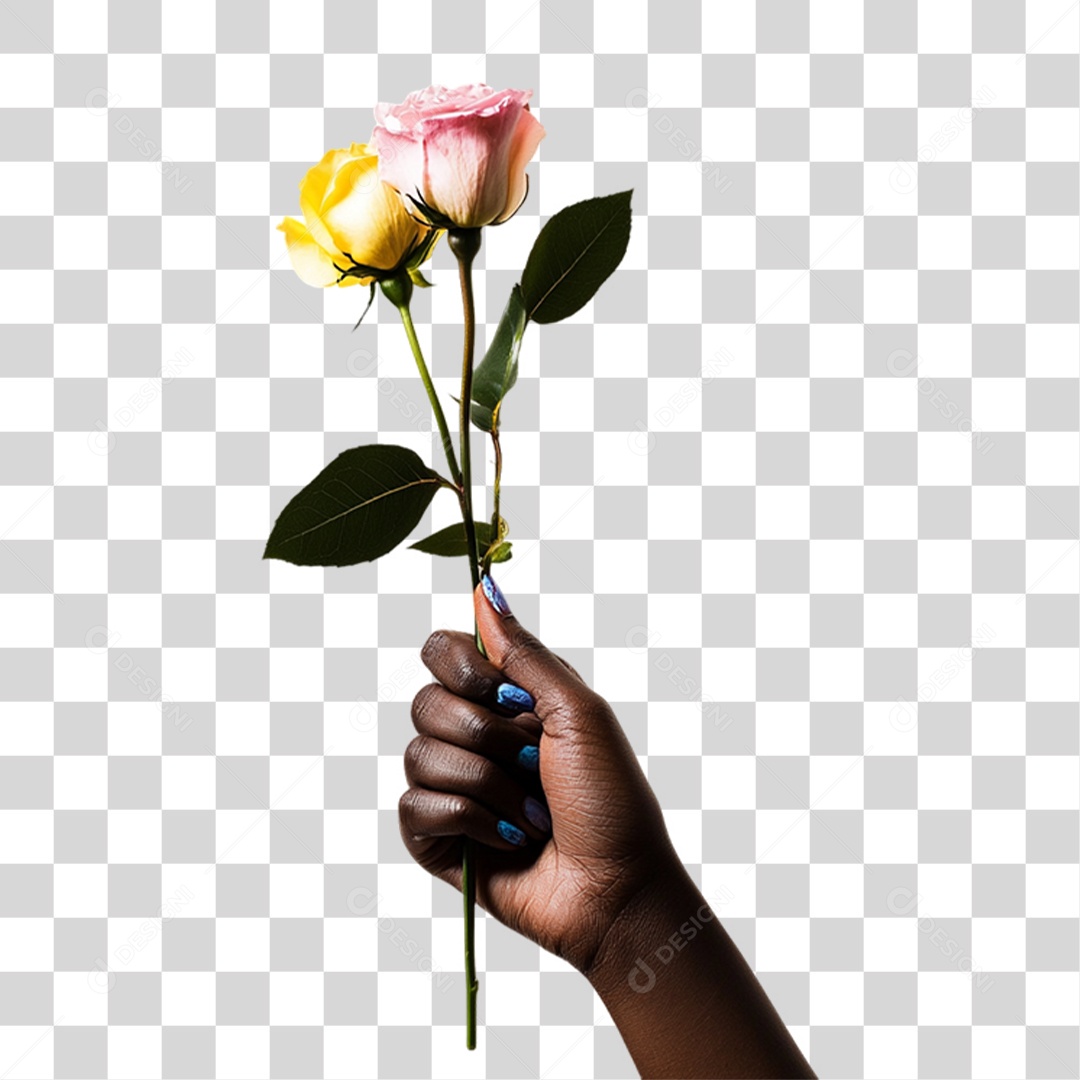 Elemento 3D Flores Rosas PNG Transparente