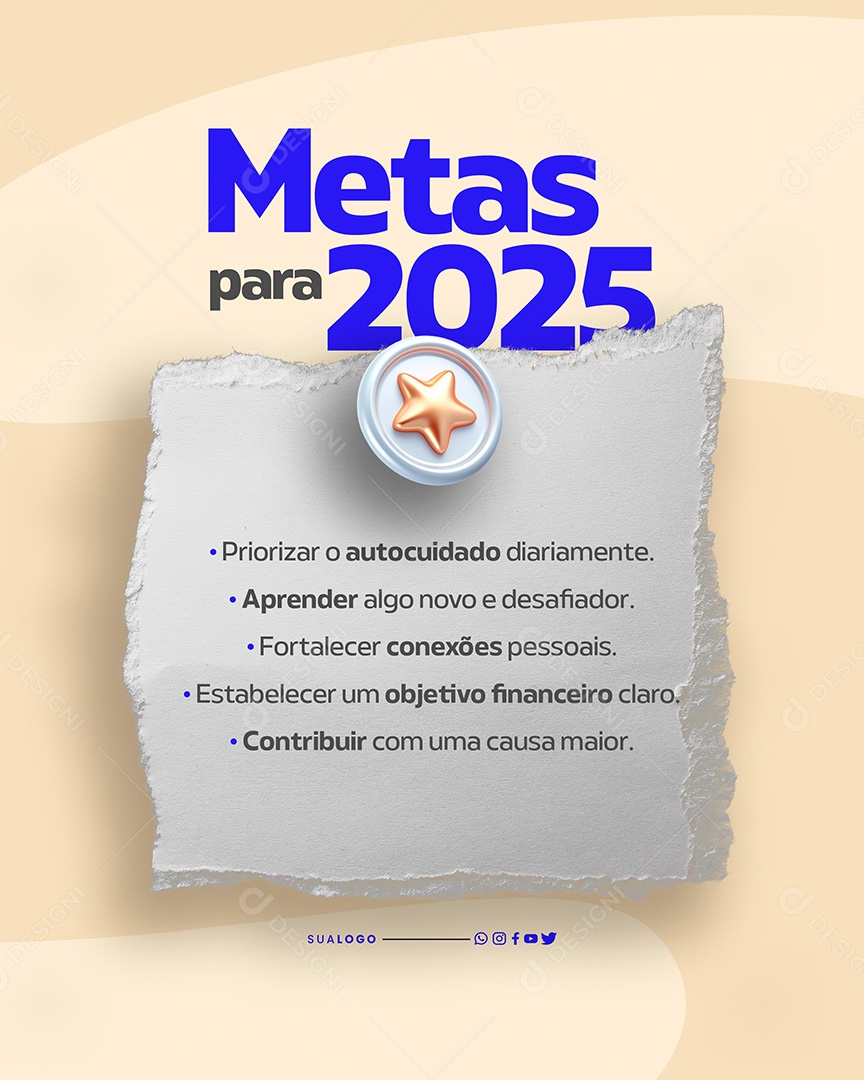 Metas para 2025 Social Media PSD Editável