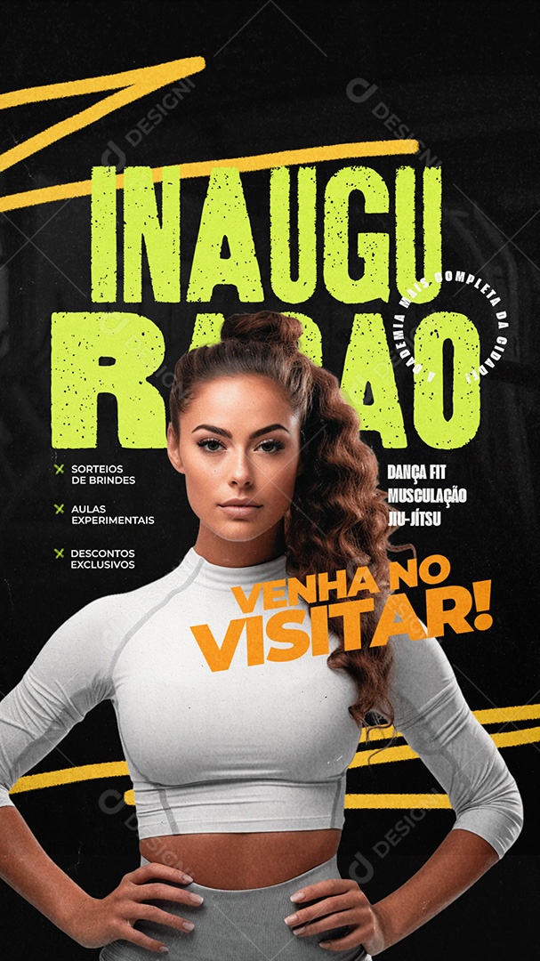 Story Inauguração Dança Fit Musculação Jiu-Jítsu Venha nos Visistar Social Media PSD Editável