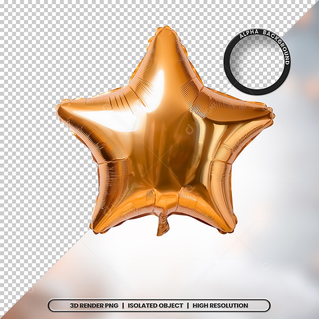 3D Element Air Balloon in Star Format Decoration For PSD Composition