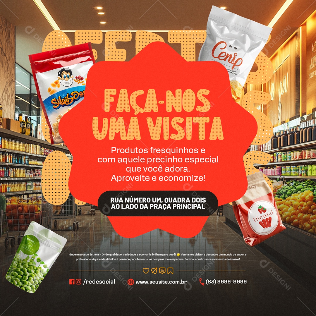 Convite Supermarket Do In A Social Media PSD Visit Editable