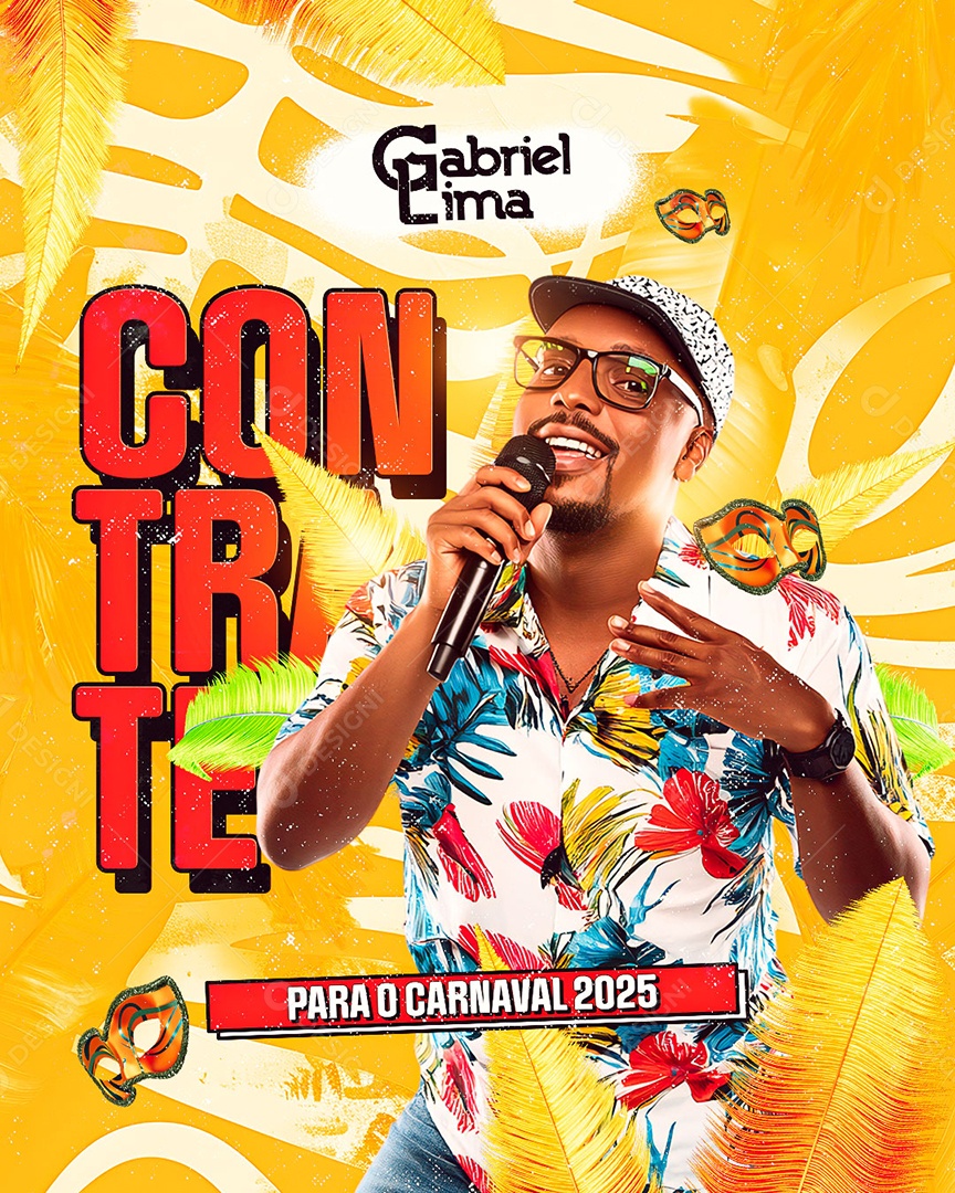 Flyer Carnaval Contrate Gabriel Lima Social Media PSD Editável