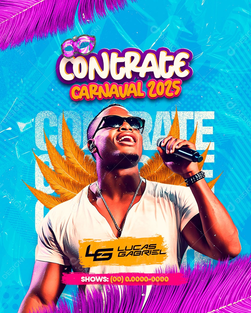 Flyer Contrate Carnaval 2025 Social Media PSD Editável